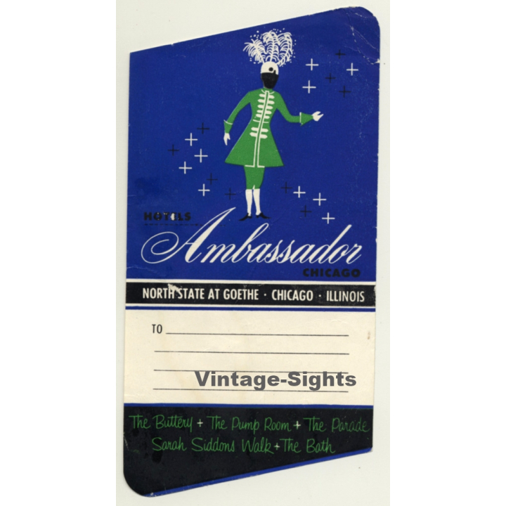 Chicago / USA: Hotels Ambassador - North State At Goethe (Vintage Luggage Label)