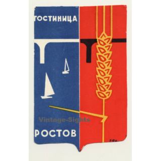 Russia: гостиницд ростов / Hotels in Rostow (Vintage Luggage Label)