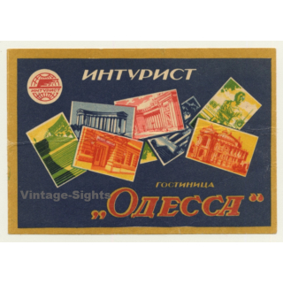Odessa / Russia: ИНТУРИСТ ГОСТИНИЦА ОДЕССА / Intourist Hotel (Vintage Luggage Label)