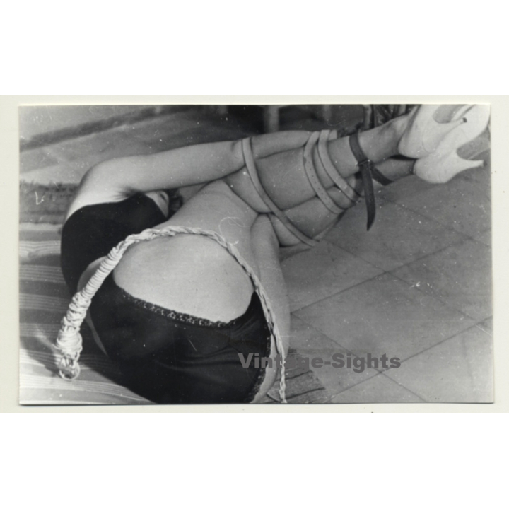 Woman On Her Back - Legs Tied Up *2 / Whip - Bondage - BDSM (2nd Gen. Photo ~1960s)