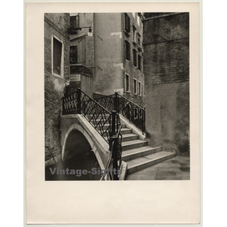 Venice / Italy: Ponte Storto (Large Vintage Photo Gelatin Silver ~1950s/1960s)