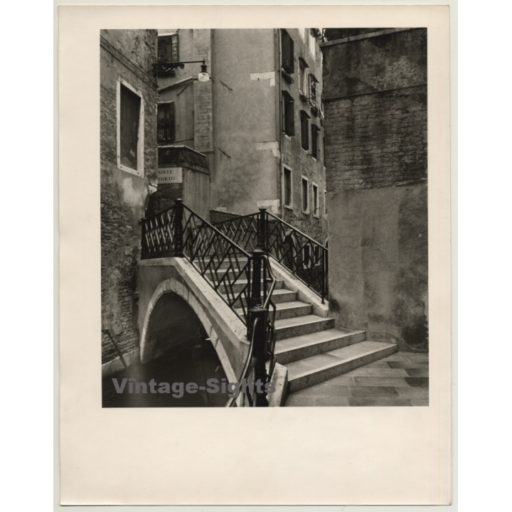 Venice / Italy: Ponte Storto (Large Vintage Photo Gelatin Silver ~1950s/1960s)