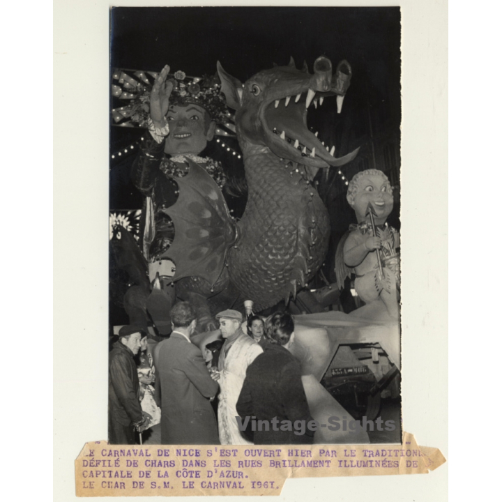 France: Le Carnaval De Nice - Defilé De Chars / Carnival (Vintage Press Photo 1961)