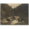 3 Land Surveyors Besides Creek / Mountains - France? (Vintage Photo ~ 1900s/1910s)