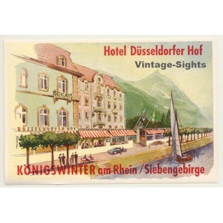 Künigswinter Am Rhein: Hotel Düsseldorfer Hof / Siebengebirge (Vintage Luggage Label)