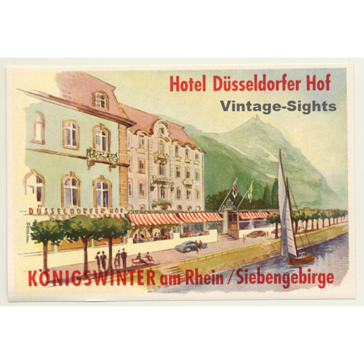 Künigswinter Am Rhein: Hotel Düsseldorfer Hof / Siebengebirge (Vintage Luggage Label)