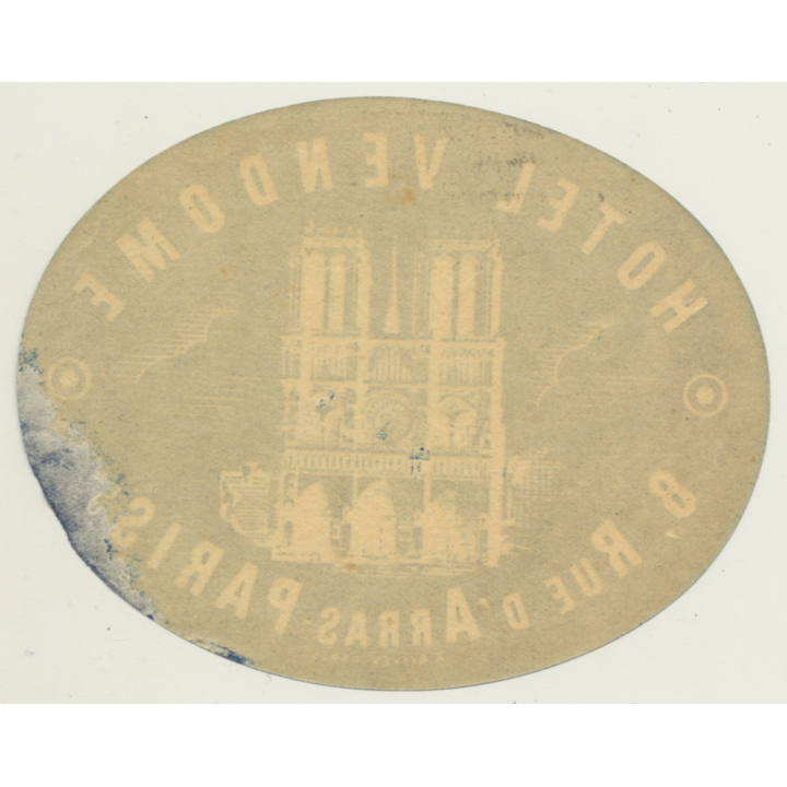 Paris / France: Hotel Vendome (Vintage Luggage Label)