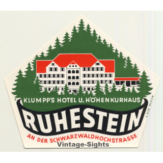 Klumpp's Hotel U. Höhenkurhaus - Ruhestein / Germany (Vintage Luggage Label)