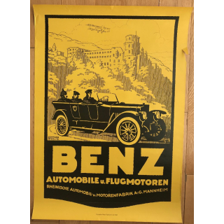 Benz Automobile U. Flugmotoren (Poster DIN A1 1970s) LEHMANN STEGLITZ