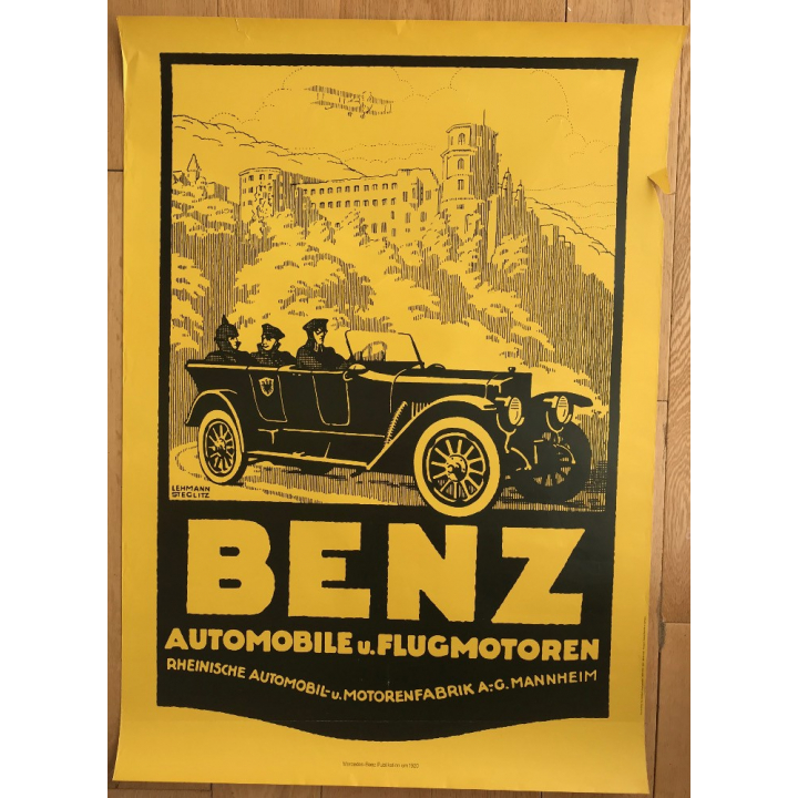 Benz Automobile U. Flugmotoren (Poster DIN A1 1970s) LEHMANN STEGLITZ