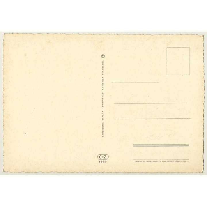 Blonde Pinup Girl Sits On Rock / Bikini (Vintage PC C.Y.Z. ~1960s)