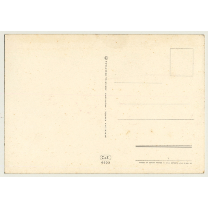 Red-haired Pinup Girl In The Surf / Towel (Vintage PC C.Y.Z. ~1960s)