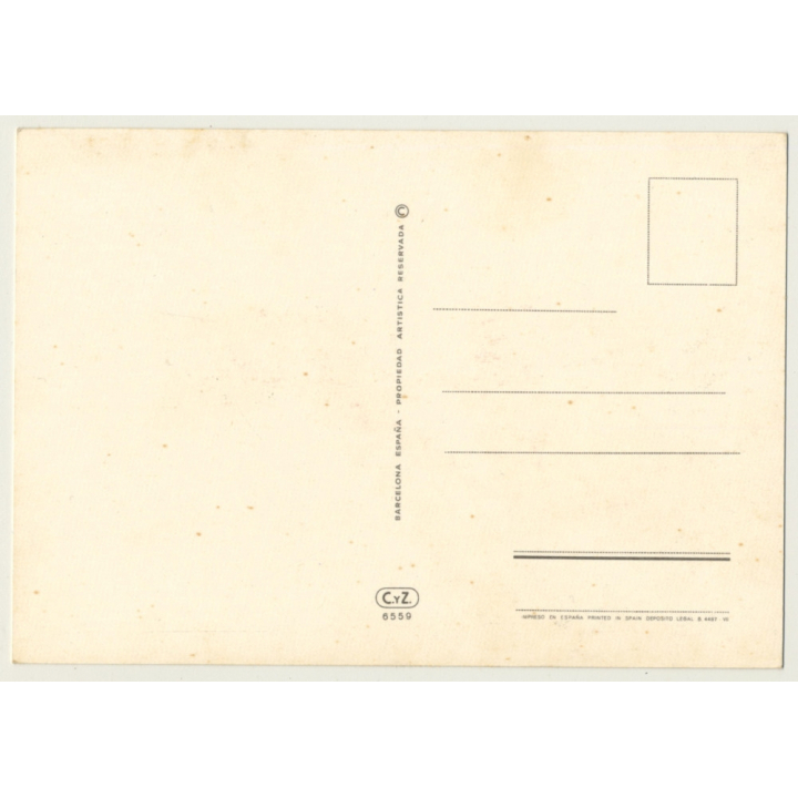 Blonde Pinup Girl In The Surf / Rocks - Swimsuit (Vintage PC C.Y.Z. ~1960s)