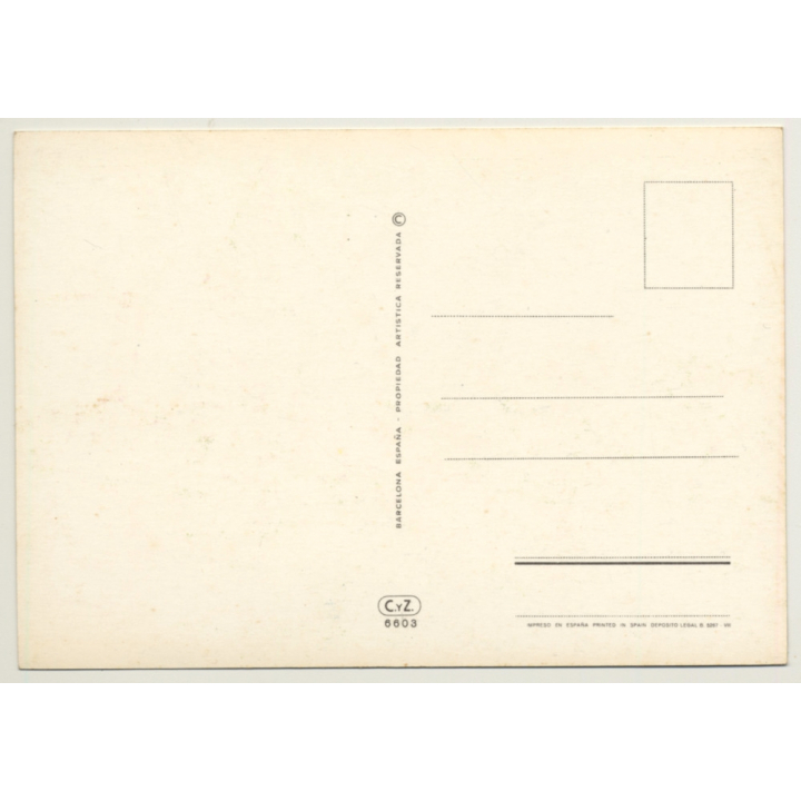 Blonde Pinup Girl Sits On Ship's Bow / Beachwear (Vintage PC C.Y.Z. ~1960s)