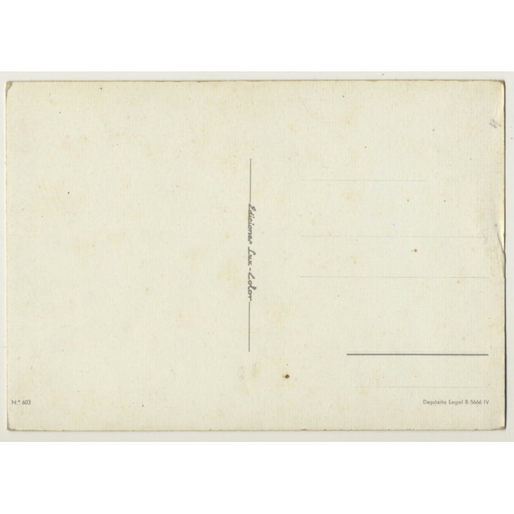 Blonde Pinup Girl On Rocks Near Stream (Vintage PC Ediciones Lux ~1960s)