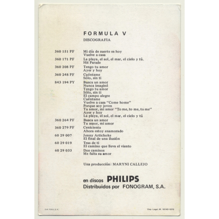Formula V / Philips (Vintage Fan PC 1970 Discography)