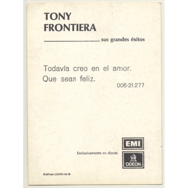 Tony Frontiera / EMI Odeon (Vintage Fan PC 1976 Discography)