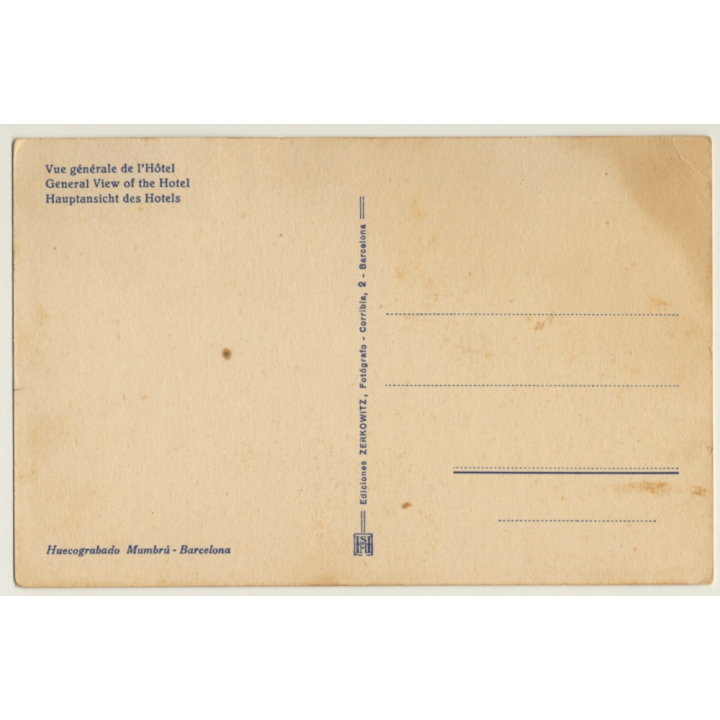 Barcelona: Metropolitan Hotel / General View (Vintage PC Zerkowitz ~1910s/1920s)