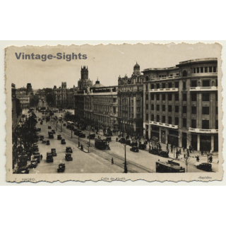 Madrid: Calle De Alcalá / Tram - Cars (Vintage RPPC 1948)