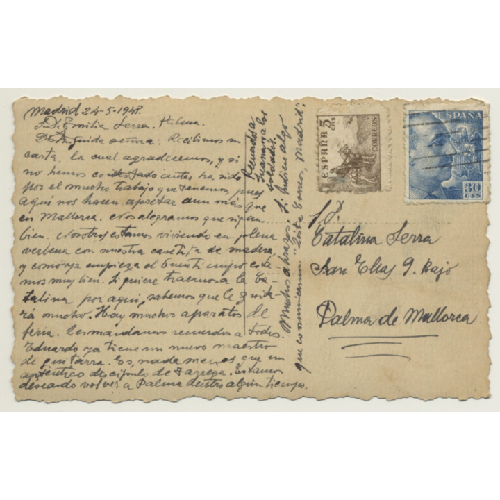 Madrid: Calle De Alcalá / Tram - Cars (Vintage RPPC 1948)