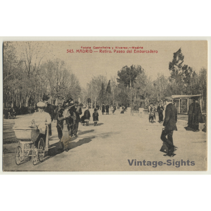 Madrid: Retiro - Paseo Del Embarcadero (Vintage PC Castañeira ~1910s)