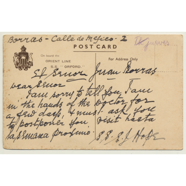 Orient Line S.S. Orford / Cruise Ship - Tender Boat (Vintage PC)