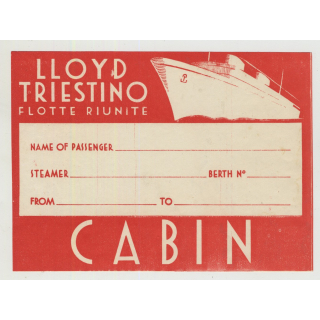 Lloyd Trestino Flotte Riunite (Vintage Shipping Line Luggage Label)