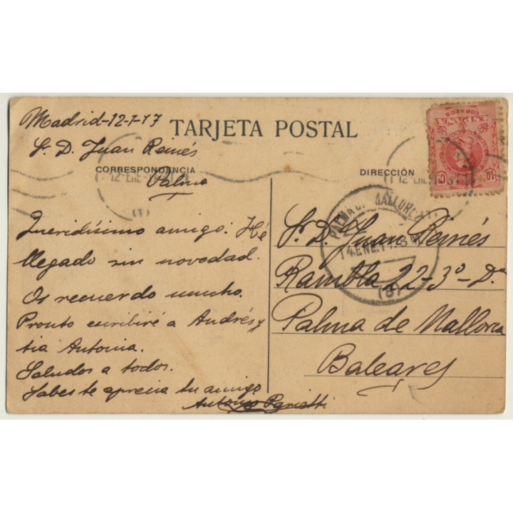 Madrid: Hotel Ritz - General View (Vintage PC Castañeira Alvarez 1917)