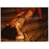 Nude Brunette On Leopard Skin Blanket / Red Suspenders (Vintage Photo Germany ~1980s)