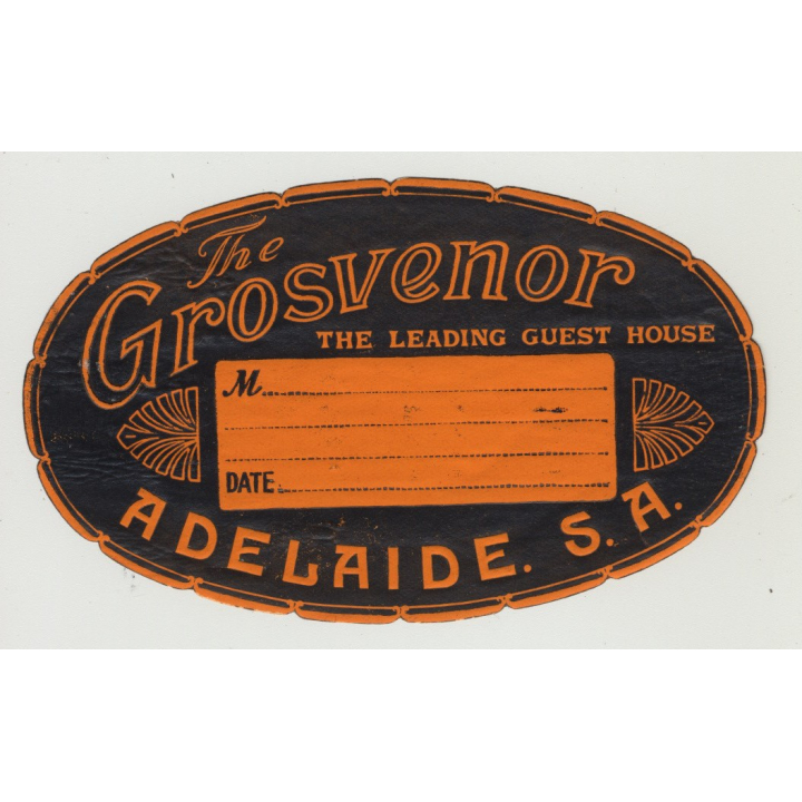 The Grosvenor Hotel - Adelaide S.A. / Australia (Vintage Luggage Label)