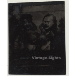2 Funny Guys / Arcade Comic Tintype (Vintage Ferrotype Photo ~1900s)