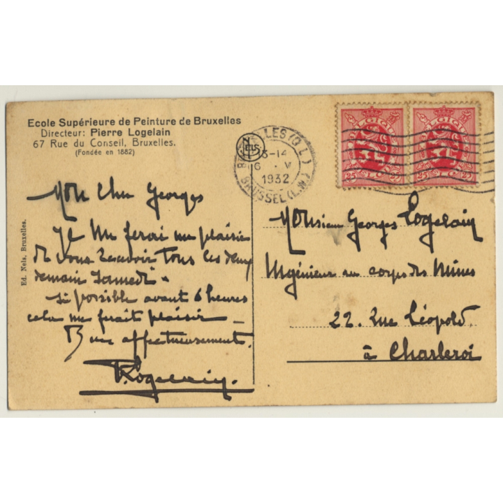 Ecole Supérieure De Peinture De Bruxelles / Advertising Signs (Vintage Postcard NELS 1932)