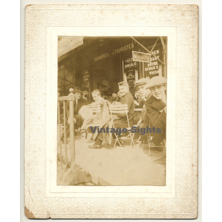 Belgium: People Sitting Outside Café - Bar / Chambres Des Touristes (Vintage Photo 1913)
