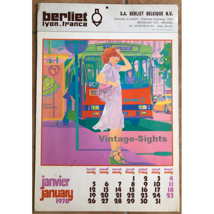 Vintage 1976 Berliet Lyon - France Calendar / Great 70s Illustrations
