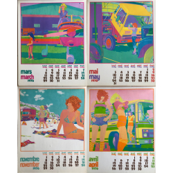 Vintage 1976 Berliet Lyon - France Calendar / Great 70s Illustrations
