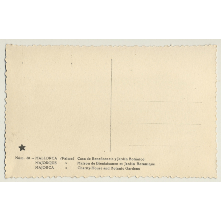 Palma De Mallorca - Baleares: Charity-House & Botanic Gardens (Vintage RPPC ~1950s)