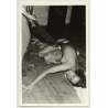 Master & Maid Tied To Rack *4 / On Floor - Whip - BDSM (Vintage Photo ~1960s)