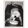 Busty Brunette Nude Woman Washing Herself *3 / Butt - Foam (Vintage Photo ~1940s/1950s)