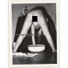 Busty Brunette Nude Woman Washing Herself *7 / Legs - Butt (Vintage Photo ~1940s/1950s)