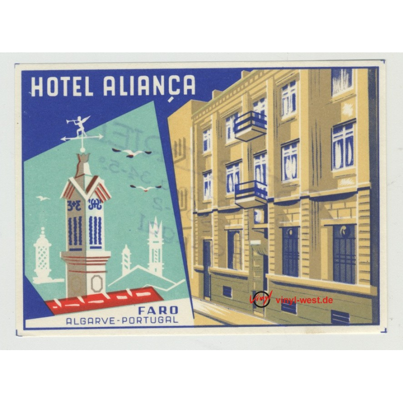 Hotel Alianca - Faro / Portugal (Vintage Luggage Label)