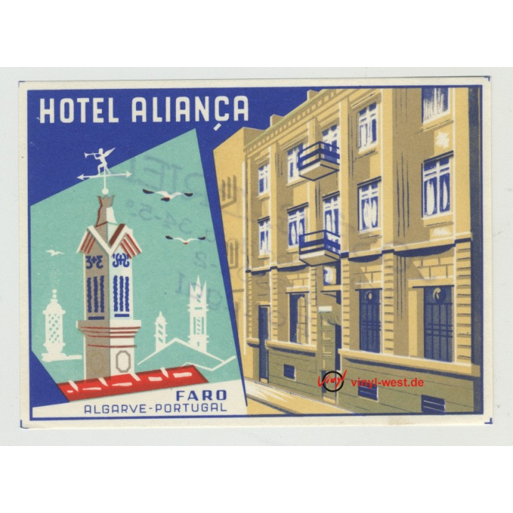 Hotel Alianca - Faro / Portugal (Vintage Luggage Label)