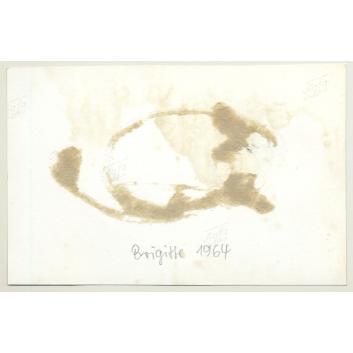 Petite Brunette Nude Maid *2 / On Floor - Feet & Handcuffs - BDSM (2nd Gen. Photo B/W ~1960s)