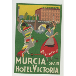 Hotel Victoria - Murcia / Spain (Vintage Luggage Label)