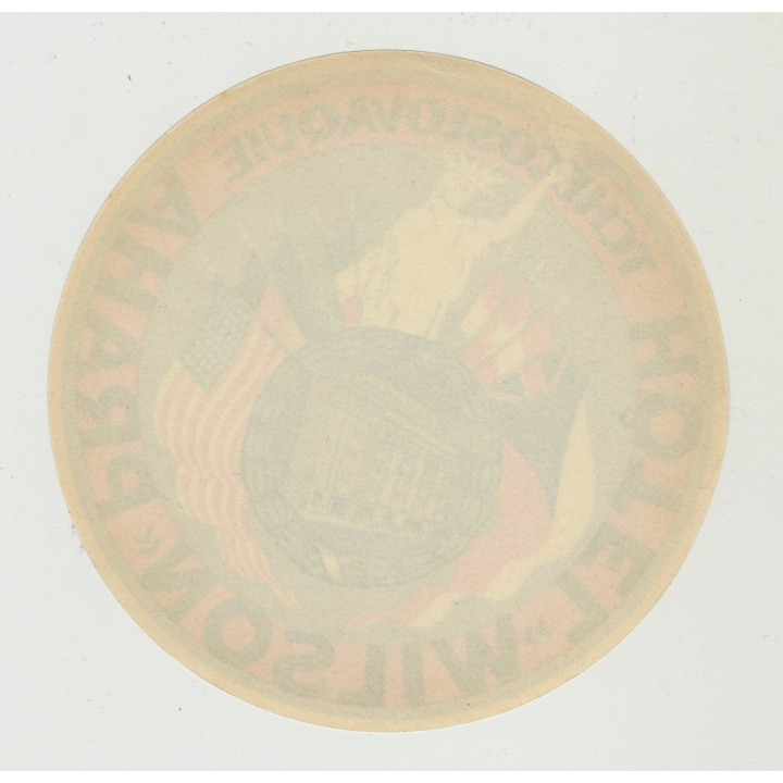 Hotel Wilson - Prague / Czecoslovakia (Vintage Luggage Label) STATUE OF LIBERTY