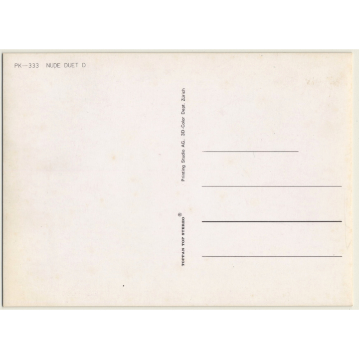 PK-333: Nude Duet D - Pin-Up (Vintage 3D Stereo Effect Postcard Toppan)