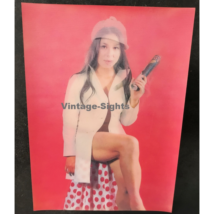 Nude With Playboy Magazin / Pin-Up (Vintage 3D Stereo Effect Postcard Toppan)