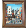 Belgian City Scene / Naive Oil Painting - Signed Frey? ~1960s/1970s