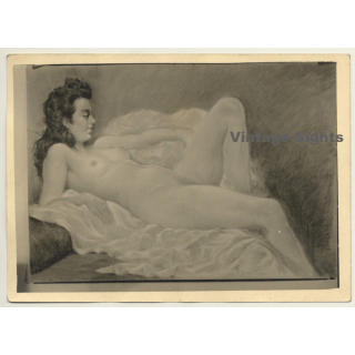 Léon Eygelshoven (1882-1967): Nude Study *2 (Vintage Photo Of Drawing ~1920s/1930s)