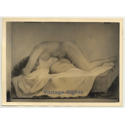 Léon Eygelshoven (1882-1967): Nude Study *4 (Vintage Photo Of Drawing ~1920s/1930s)