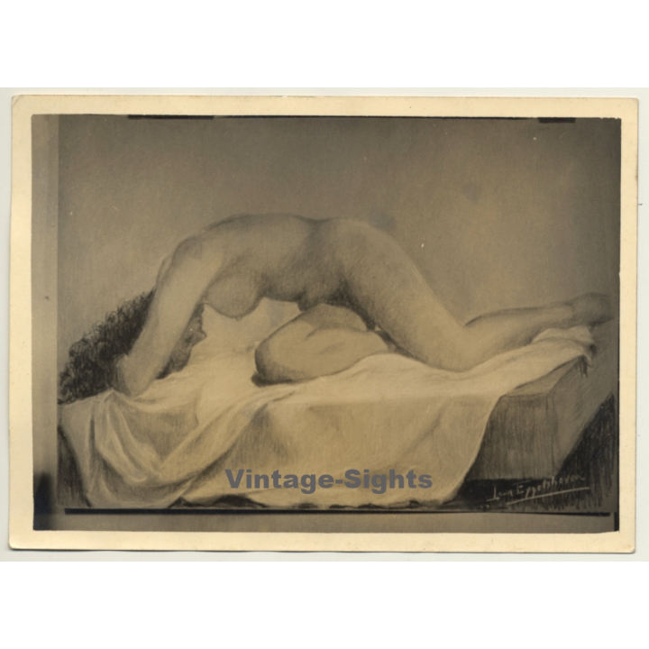 Léon Eygelshoven (1882-1967): Nude Study *4 (Vintage Photo Of Drawing ~1920s/1930s)